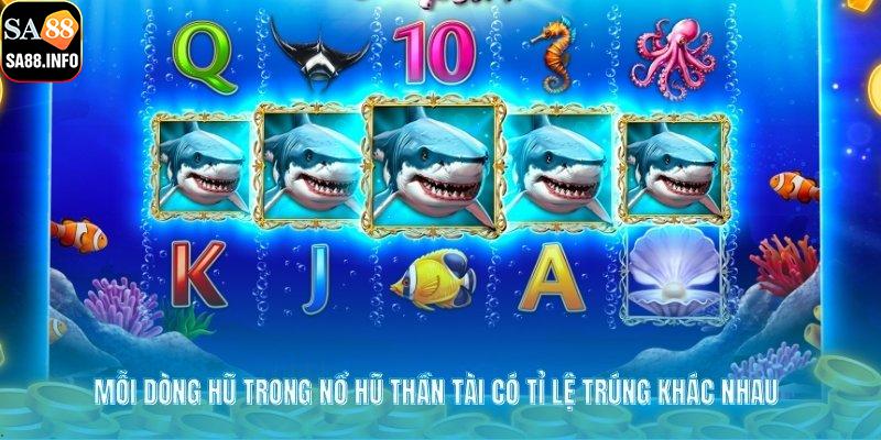 Mỗi dòng hũ trong Nổ hũ thần tài có tỉ lệ trúng khác nhau